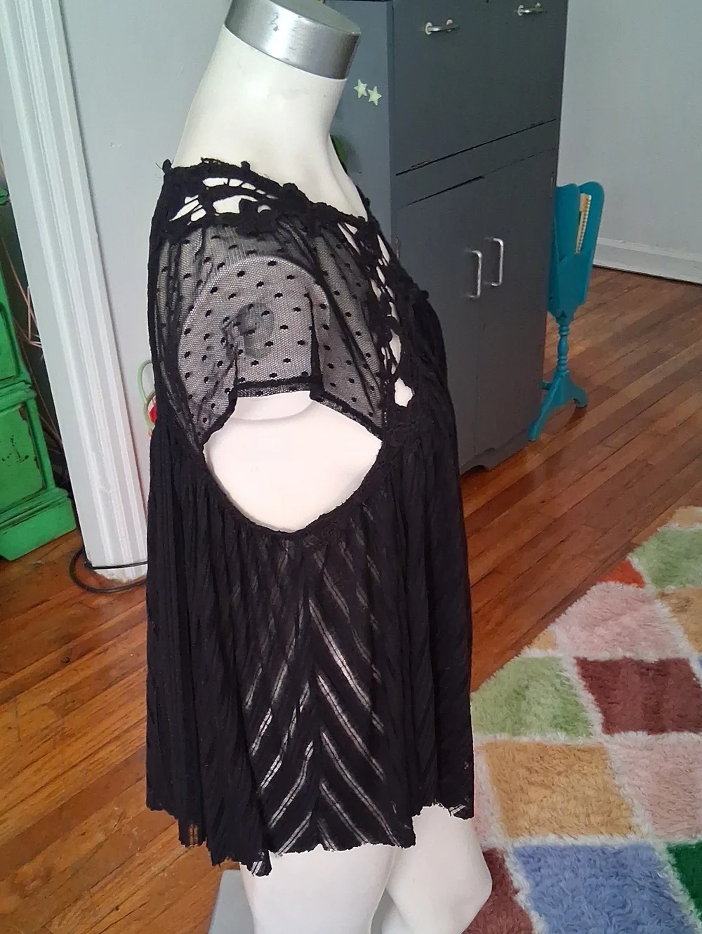 Free People Black Lace & Mesh Babydoll Tunic